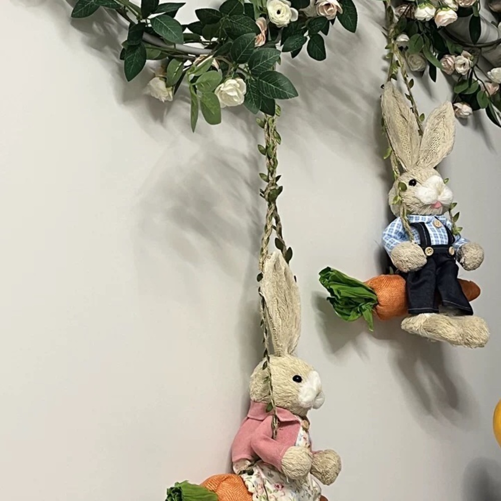 Hanging Bunny Decor with Carrots